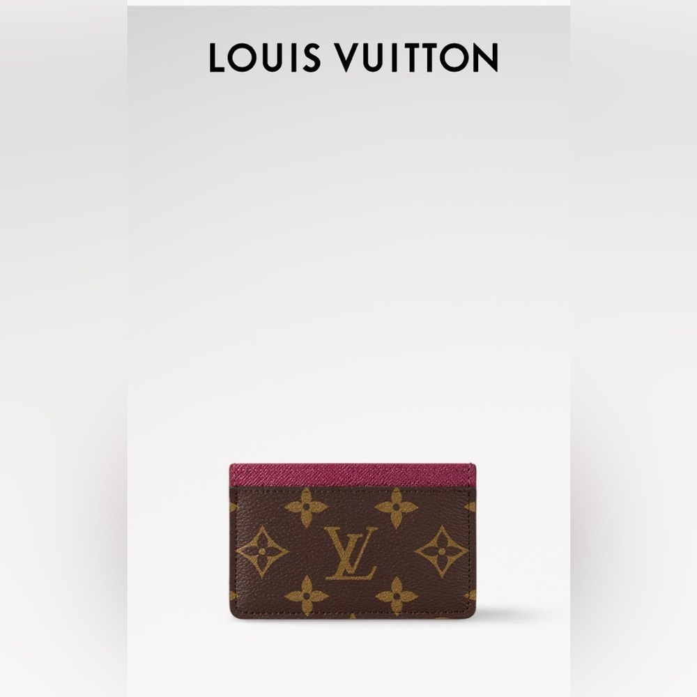 Louis Vuitton Monogram Card Holder with Pink Trim